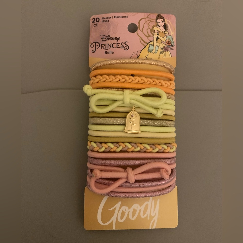 New - Disney / Belle Hair Elastics Set - Yellow, Pink, Gold